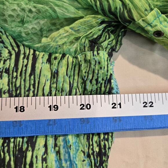 Cativa Wearable Art Jacket Blue Green Abstract Crinkle Mesh Back Sz XL Dopamine - Picture 6 of 12